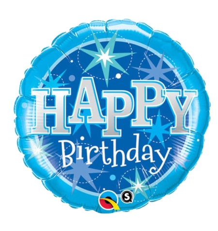 Blue sparkle foil Happy Birthday balloon